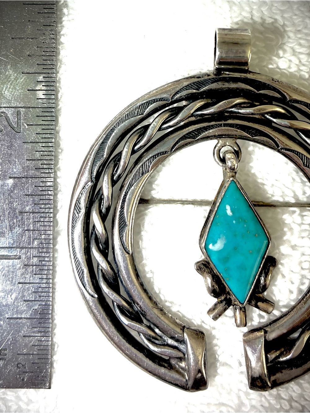 Vintage Native American Sterling Silver Naja Pendant/Brooch - Picture 3 of 4